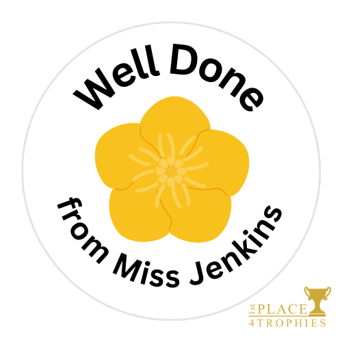 Custom Text Stickers Set of 30 Buttercup Design Children's Party School