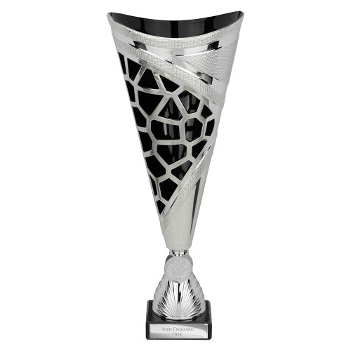 Black & Silver Cup Vivid Award Trophy With Personalised Engraving