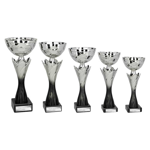 Silver & Black Cup Blade Two Tone Award Dance Gymnastics Cheerleading Ice Skating Roller Blading