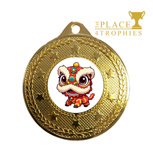 Chinese Lion Medal Award Chinese New Year Prize Gift Personalised Engraving