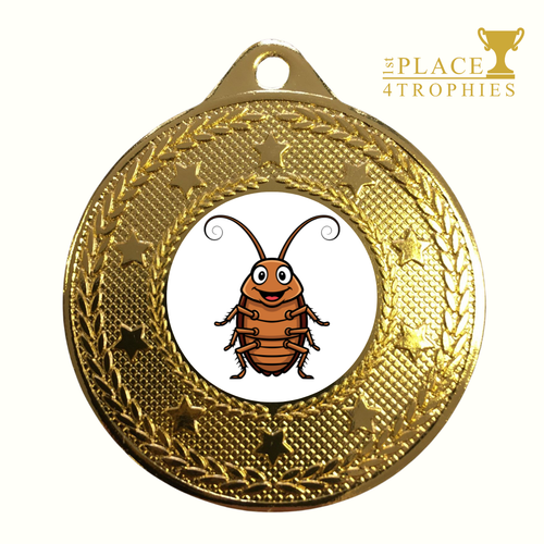 Cockroach Medal Award Gold Silver Bronze Personalised Engraving