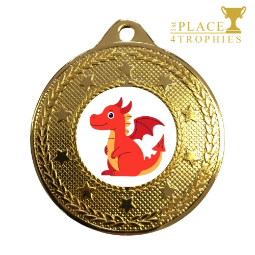 Red Dragon Medal 50mm School Prize Award Wales Welsh Rugby St George's Day 