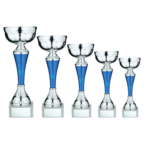 Silver & Blue Trophy Football Dance Gymnastics Snakeskin Cup Award