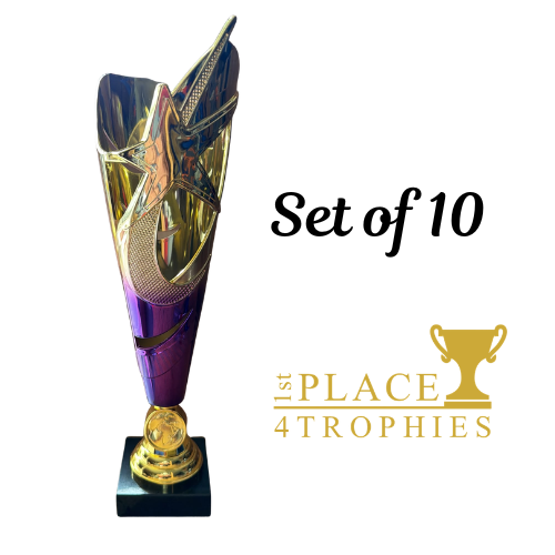 Gold & Purple Award Set of 10 Trophies 13" Job Lot Bulk Buy