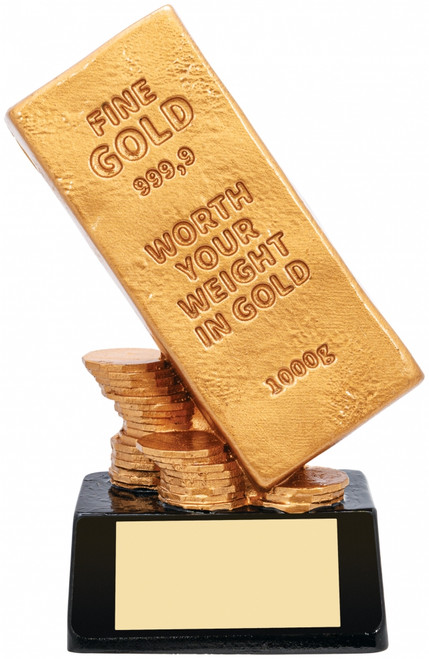 Gold Bar Resin Award 140mm Worth Your Weight in Gold Trophy 