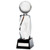 Astral golf crystal trophy with 3D ball and golfer image