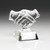 A magnificent clear glass handshake trophy. This award includes FREE personalised engraving.