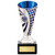 Silver and Blue defender football trophy medium