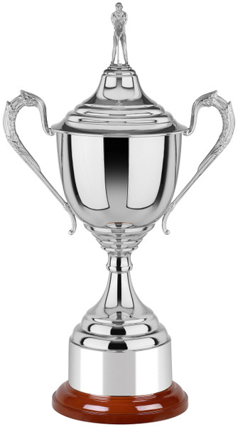 Exquisite Nickel Plated Golf Trophy. Available in 3 sizes from 1st Place 4 Trophies