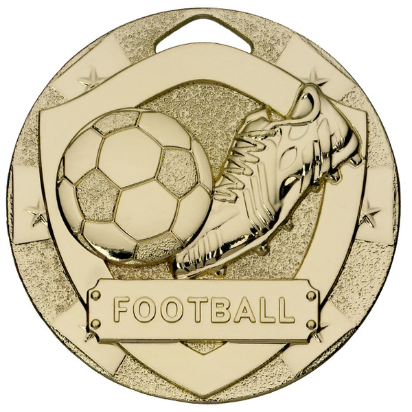 50mm Gold Embossed Diecast Medal Also available in silver and bronze
