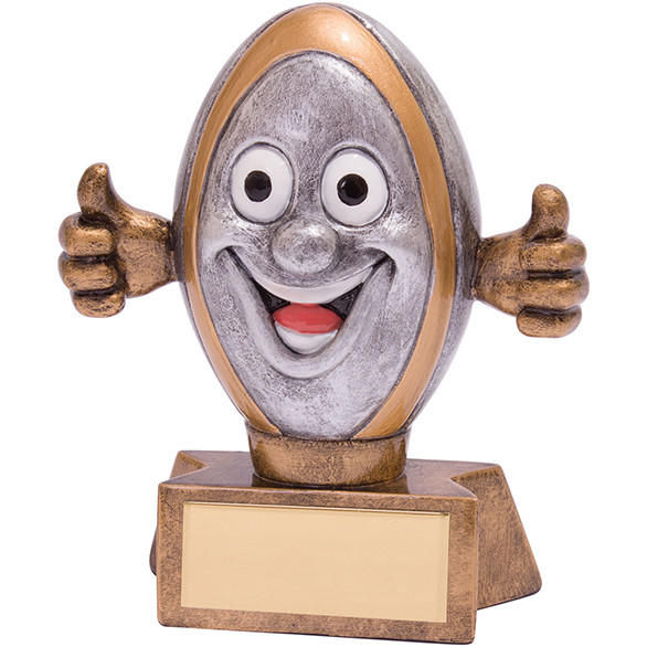 Novelty Smiler Rugby Trophy Award Comic Ball