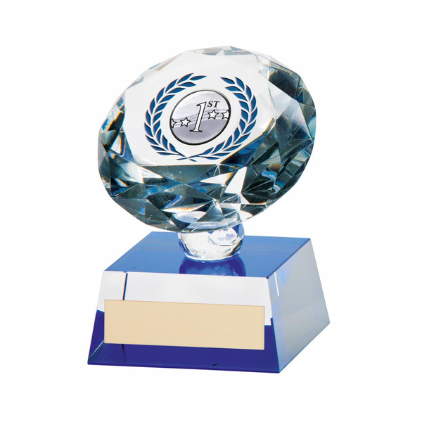 Solitaire Sports Crystal Award - personalised award from 1st Place 4 Trophies