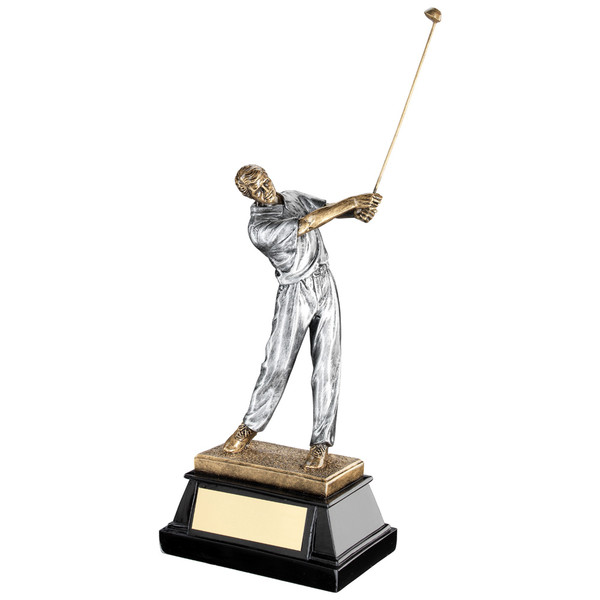 Stunning male golf player swinging a golf club. An affordable award available in 3 sizes