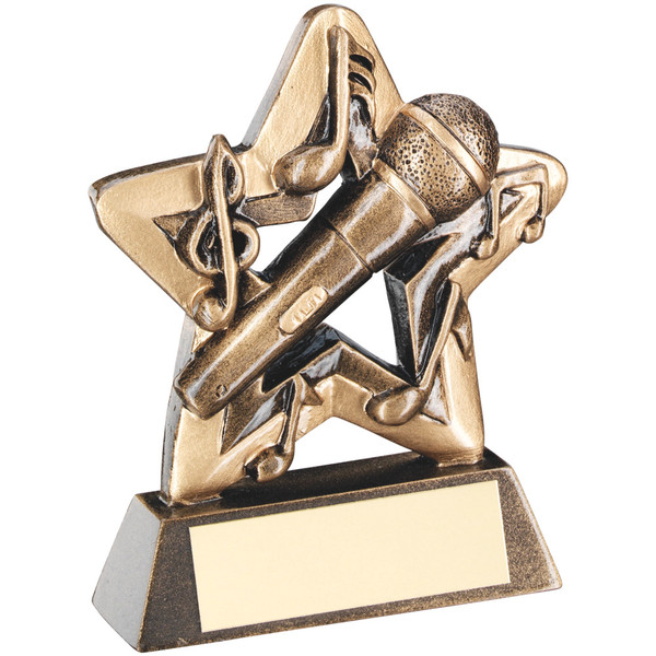 Little Star Microphone Music Award. A great budget trophy available with FREE engraving.