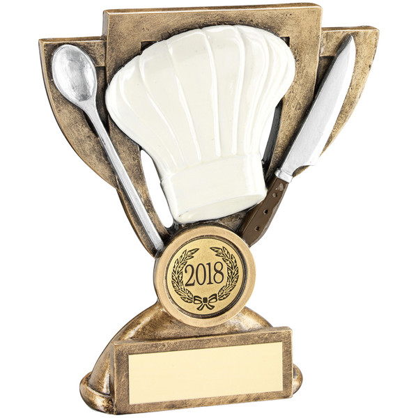 Chef's hat spoon and knife cooking award with FREE personalised engraving.