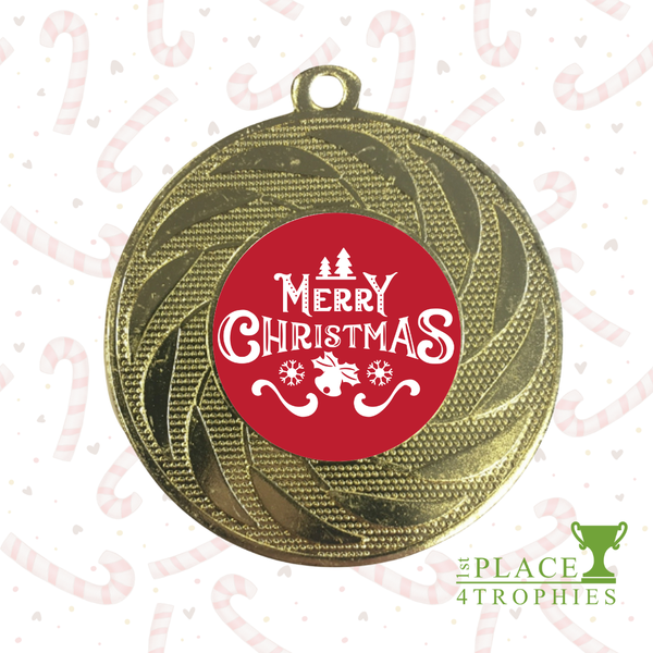 100 x Merry Christmas Festive Medals from 1stPlace 4 Trophies INCLUDING FREE RIBBON