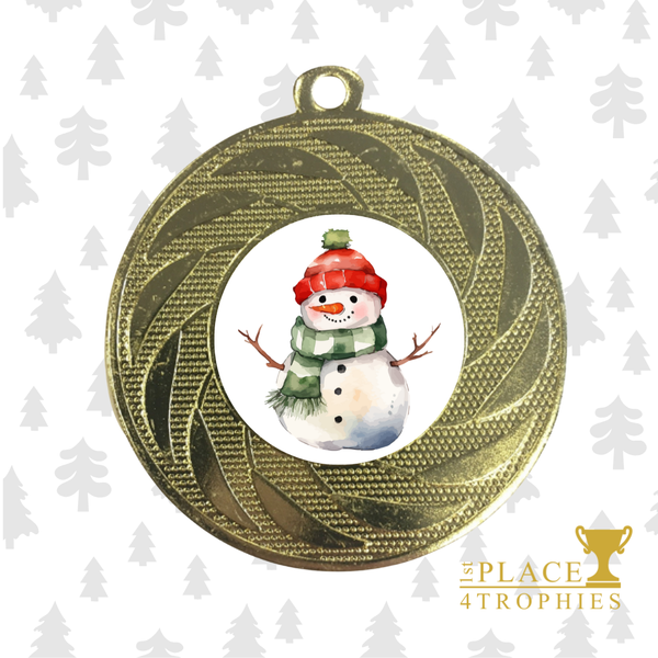 100 x Festive Snowman, Santa, Reindeer Merry Christmas Medals from 1stPlace4Trophies includes FREE RIBBON