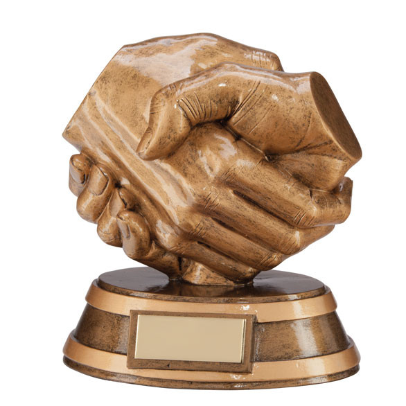 A stunning Respect handshake trophy with FREE engraving