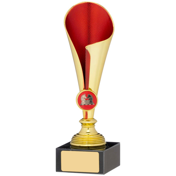 8.25" Gold & Red Curved Cup Trophy FREE Engraving