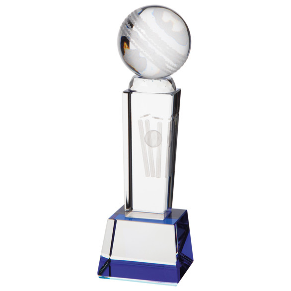 TRIBUTE Cricket Ball Glass Cricket Award Crystal Trophy