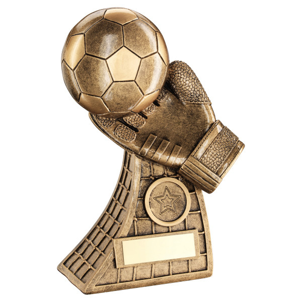 Football & glove goalkeeper football trophy.