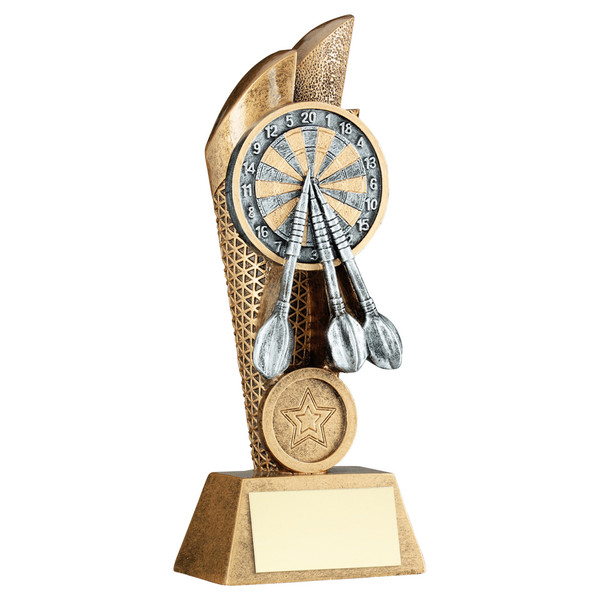 Dartboard & Darts Mesh Backdrop Trophy. Available in 3 sizes.