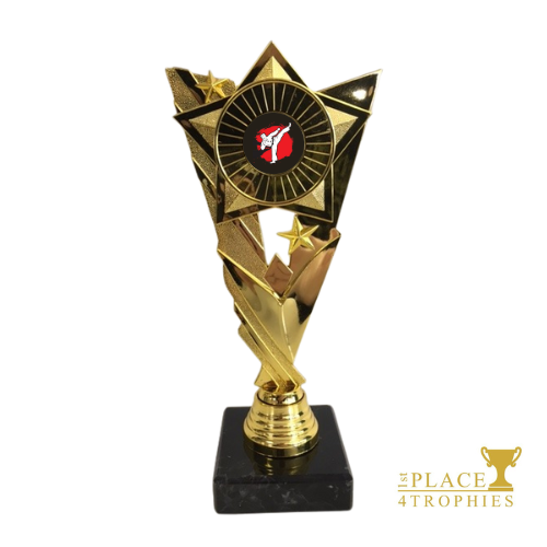 Custom Gold Star 8" Trophy 25mm Logo