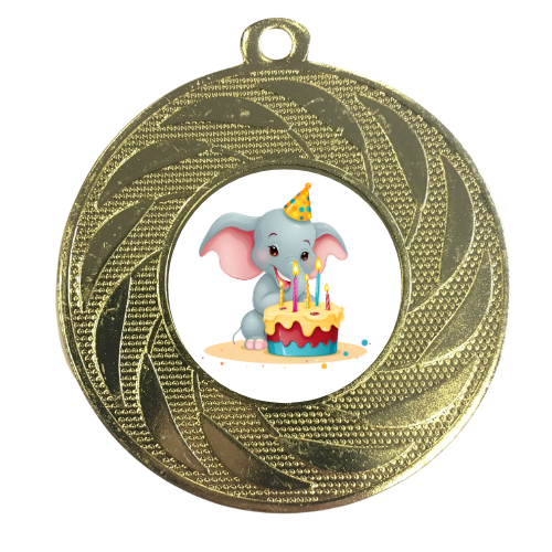 Birthday Elephant Medal 50mm Children's Gift Party Bag Filler Game Prize