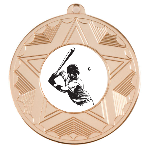 Baseball Batter Medal Award 50mm Free Engraving Gold, Silver, Bronze at 1st Place 4 Trophies.