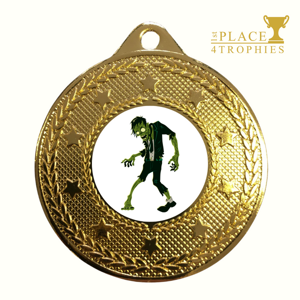 Zombie Medal Award 50mm Fancy Dress Halloween Party Trick or Treat Prize Free Engraving