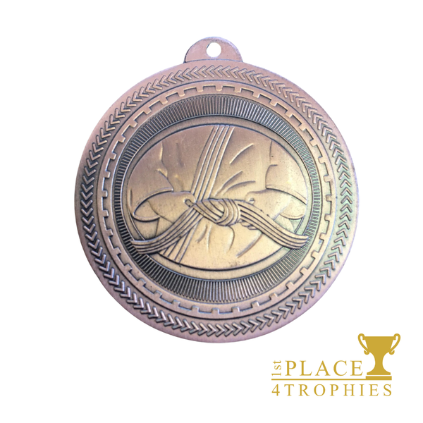 Bronze Martial Arts Medal Award 50mm Gi Belt Achievement Prize at 1st Place 4 Trophies