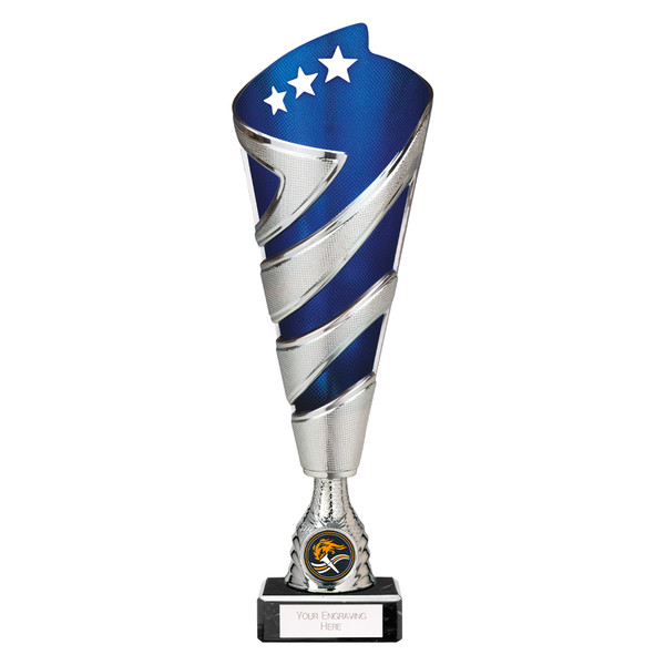 Blue & Silver Hurricane Altitude Award Free Engraving & Custom Logo at 1st Place 4 Trophies 