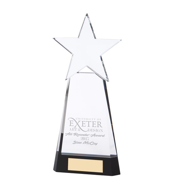 Houston Star Premium Crystal Engraved Award 