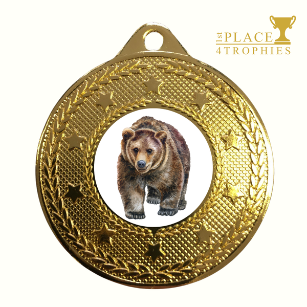 Brown Bear Medal Award Free Personalised Engraving Nursery School Literacy English Bear Hunt