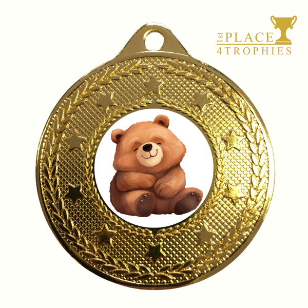 Cute Bear Medal Award Free Personalised Engraving Nursery School Teddy Bears' Picinic