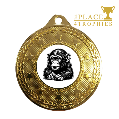 Baby Chimp Medal Personalised Engraving Nature Science Cute Birthday Zoo Party 