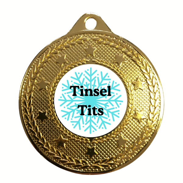 Tinsel Tits Medal Award Christmas Novelty Gift Personalised Secret Santa Present