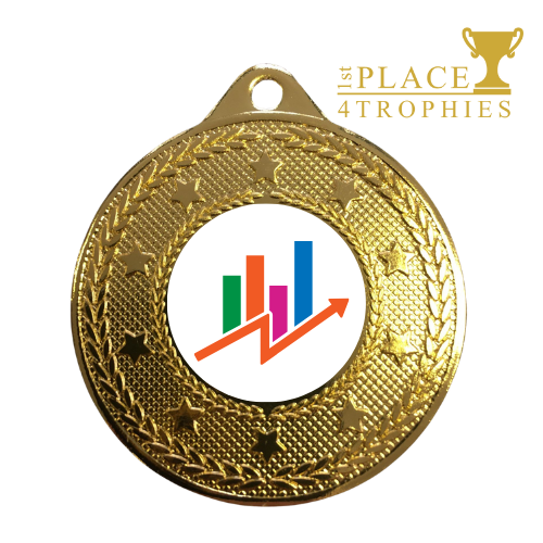 Business Bar Chart Medal Award 50mm Employee of the Month Prize