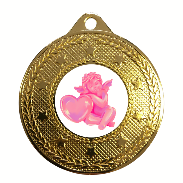 Pink Cherub Medal Award Personalised Valentine's Gift Baby Girl