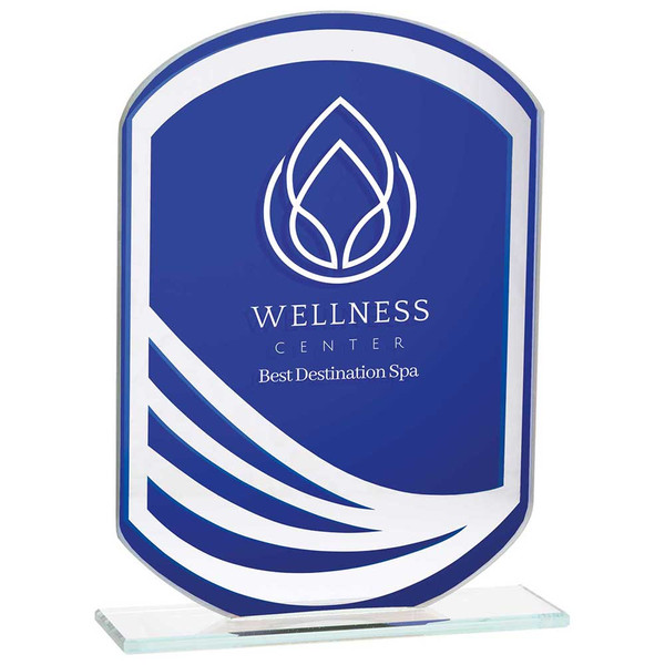 Argon Mirrored Glass Award Blue Corporate Trophy