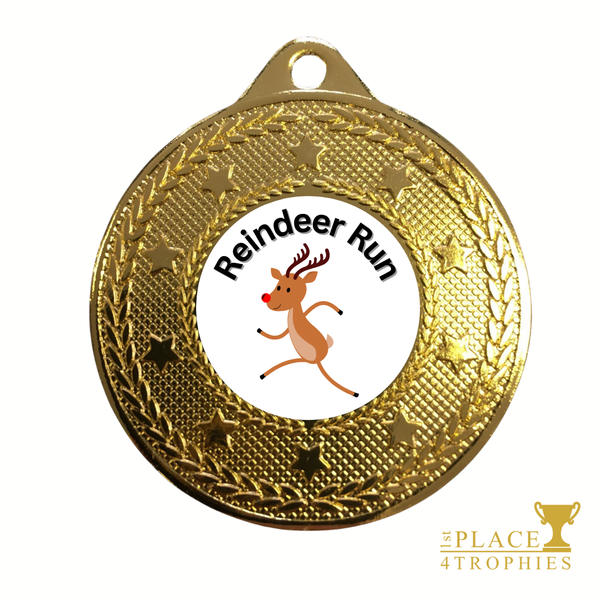 Reindeer Run Medal Award Charity Event Prize Personalised Engraving