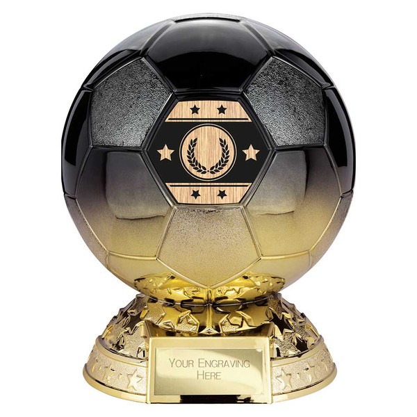 Football Trophy 5.5" Elite Heavyweight Carbon Black & Gold Half Ball
