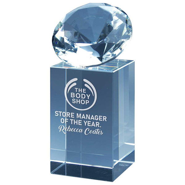 Diamond Tower Glass Award 10cm Glass Laser Engraving