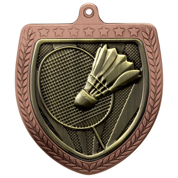 Large Badminton Medal Bronze Cobra 75mm