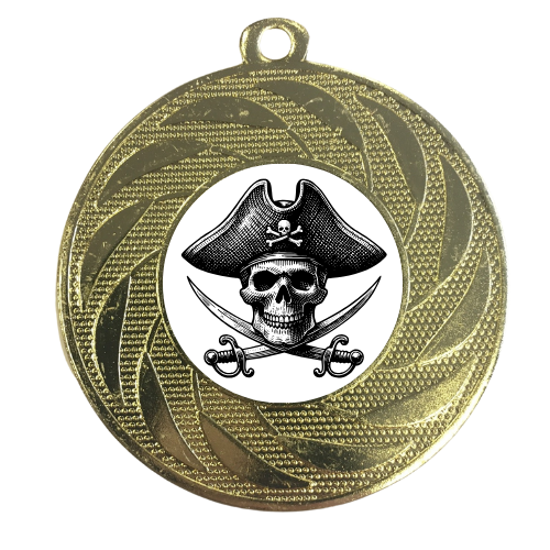 Pirate Skull Medal 50mm Personalised Engraving Fancy Dress Stag Do Sports Team