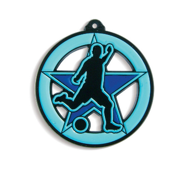 GLOW IN THE DARK MALE FOOTBALL MEDAL 55MM – BLACK