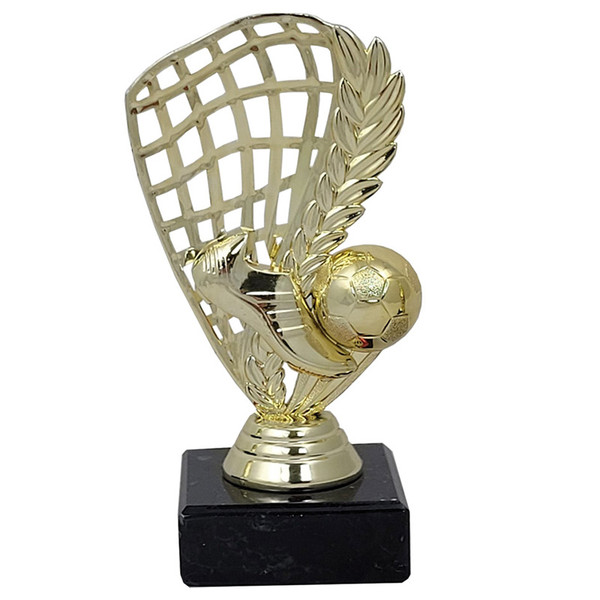 FOOTBALL NET AND BOOT TROPHY GOLD Free Personalised Engraving