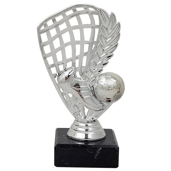 FOOTBALL NET AND BOOT TROPHY SILVER