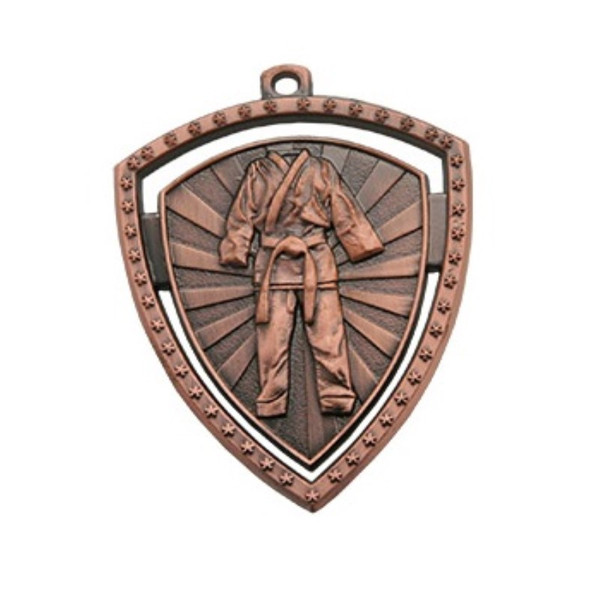 SHIELD MARTIAL ARTS MEDAL 60MM BRONZE