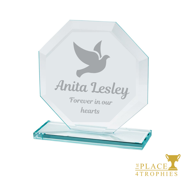 Glass Memorial Sympathy Dove Gift Personalised Laser Engraving